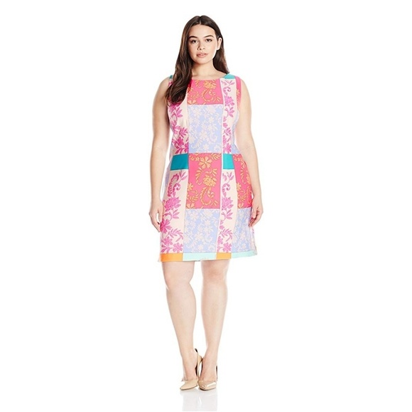 Taylor Dresses Multi Color Patchwork Sheath Dress - Picture 2 of 2